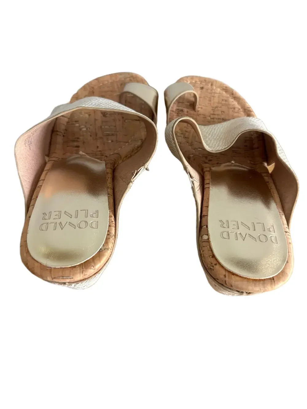 Donald Pliner Gemmy Gold Metallic Lizard Suede Cork Wedge Sandals size 8.5